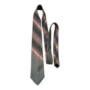Vtg Etienne Aigner Men’s Tie – 1976 Gray Red Striped Necktie, 55” Long